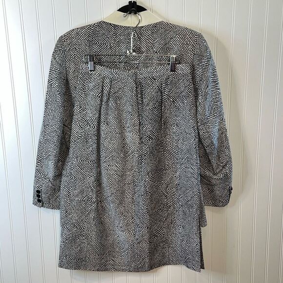 VTG Soo Yung Lee 100% Silk Suit Jacket & Skirt Women’s Size 10 Black Cream Print - Picture 5 of 7